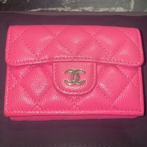 Chanel Pink Caviar Quilted Flap Wallet